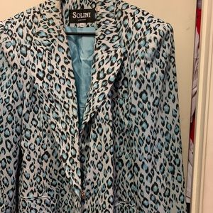 Ladies blue leopard print suit